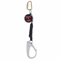 Rebel - Self Retracting Lifeline - Web, 10 ft. (3m) of 1" (2.5cm) polyester web with steel rebar hook, swiveling anchorage and carabiner