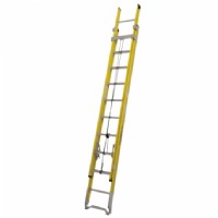 24FT Fiberglass Extension Ladder D-Rung Yellow Rails